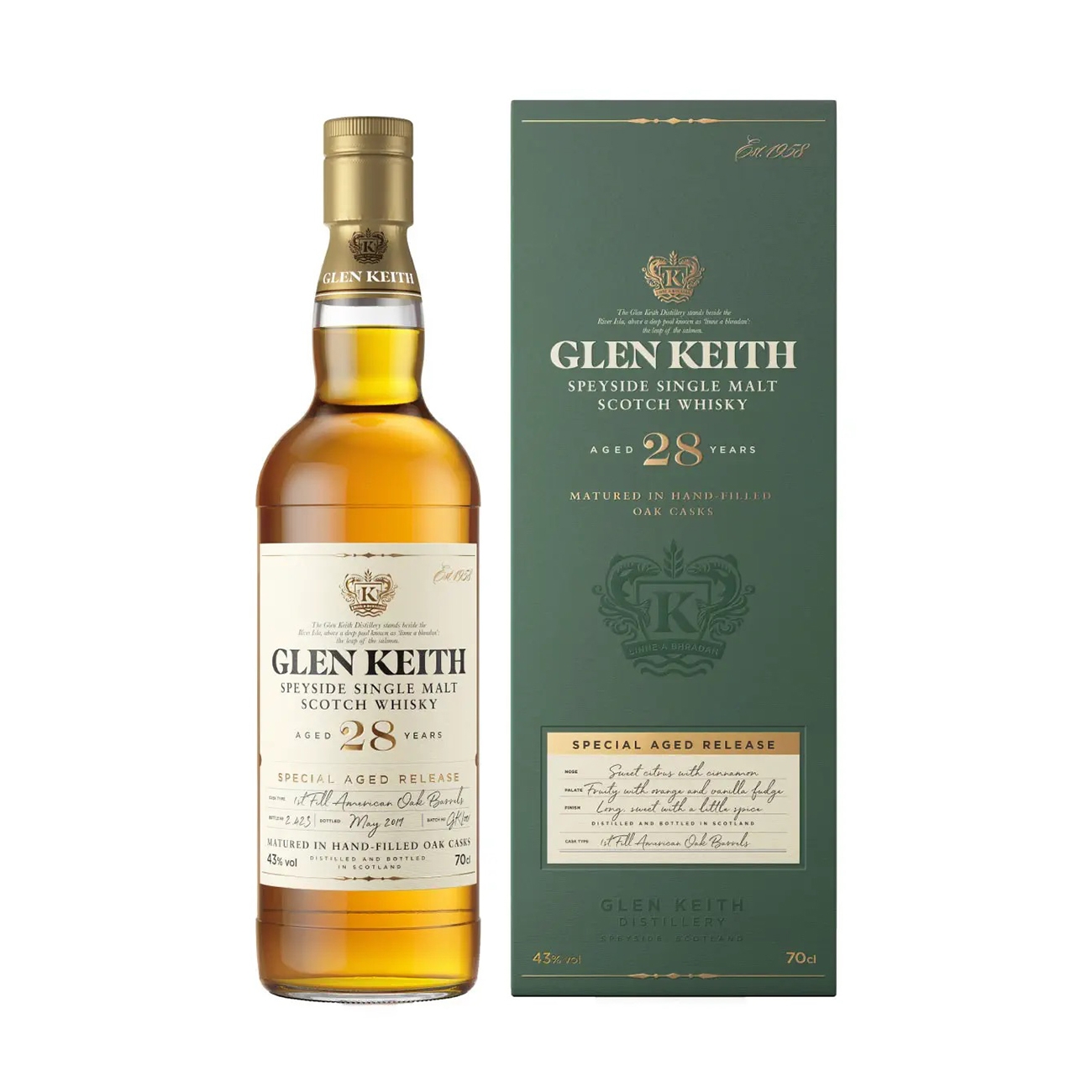 Glen Keith SINGLE MALT 28 Years Old Speyside Scotch Whisky  700 ml