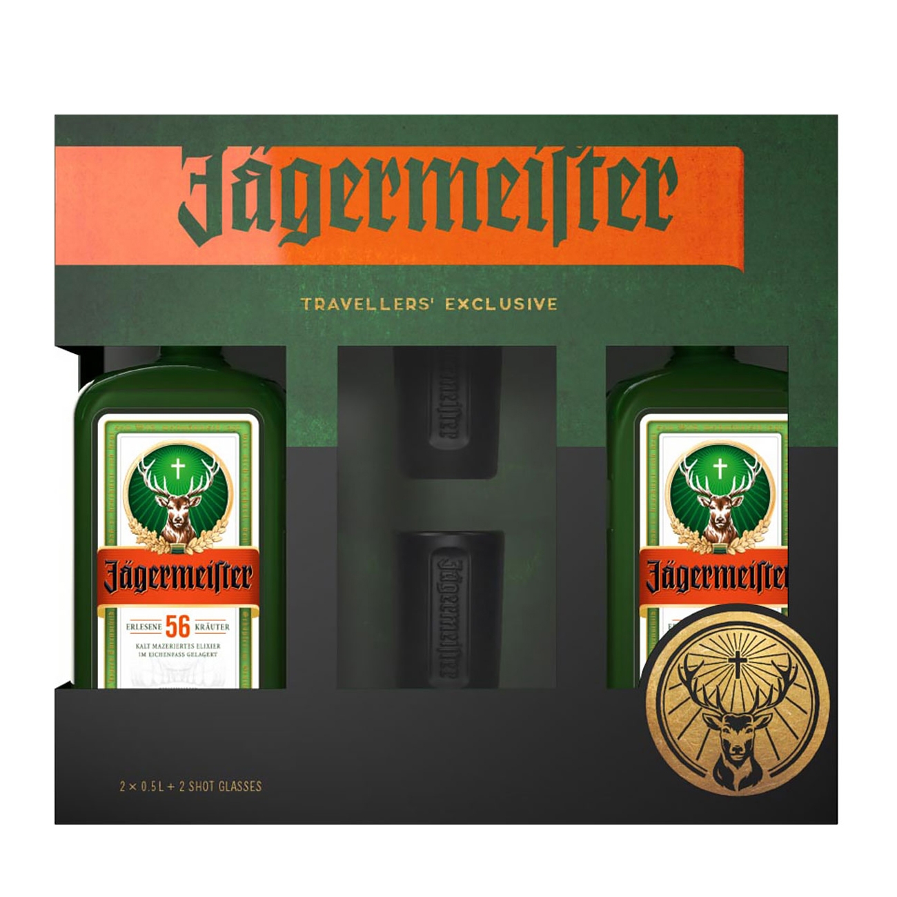 Jagermeister  BITTER Liqueur With 2 Shot Glasses 1000 ml